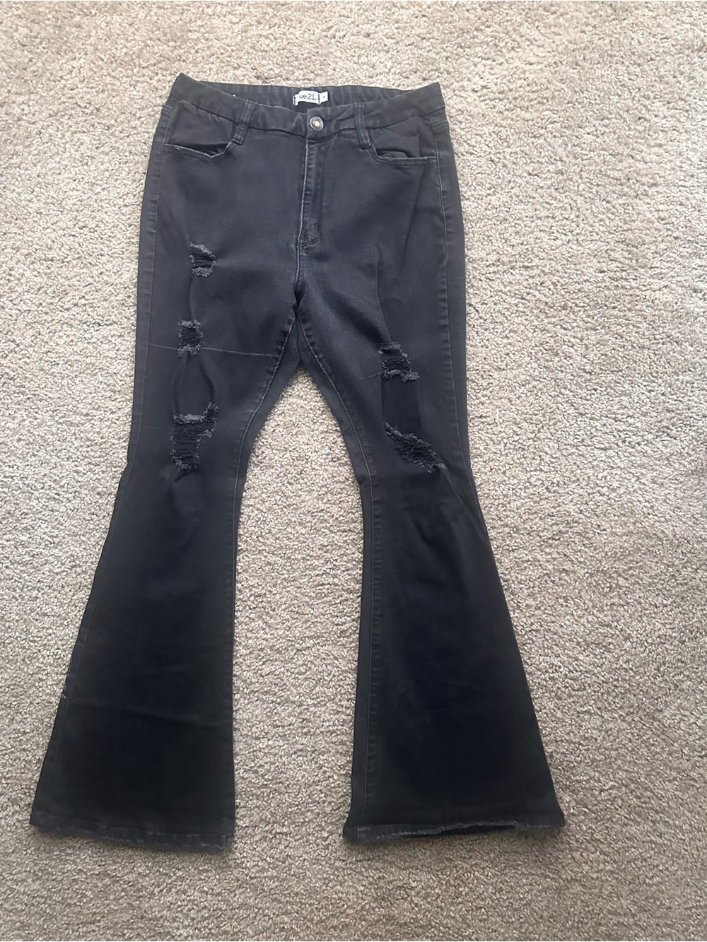 Rue21 Black Distressed Flare Jeans